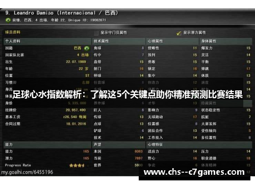 足球心水指数解析:了解这5个关键点助你精准预测比赛结果 足球心水指数解析:了解这5个关键点助你精准预测比赛结果